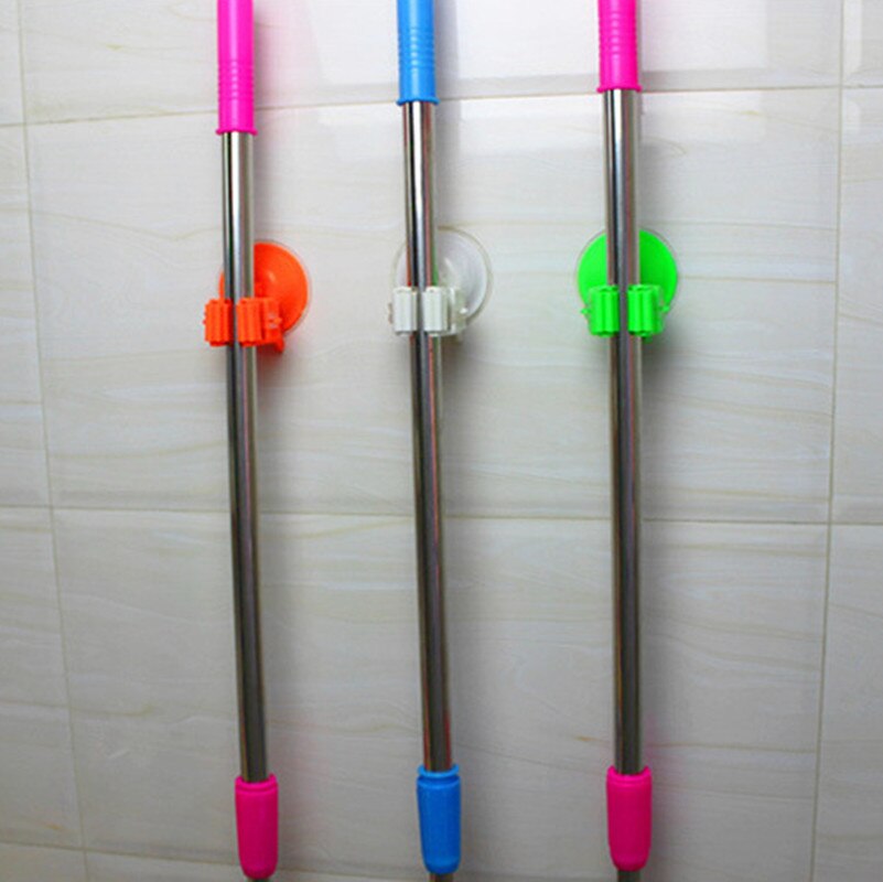 Kitchen Bathroom Mop Holder Broom Rack Powerful Vacuum Suctions Cup Wall Mounted Mop Home Storage Racks for Household