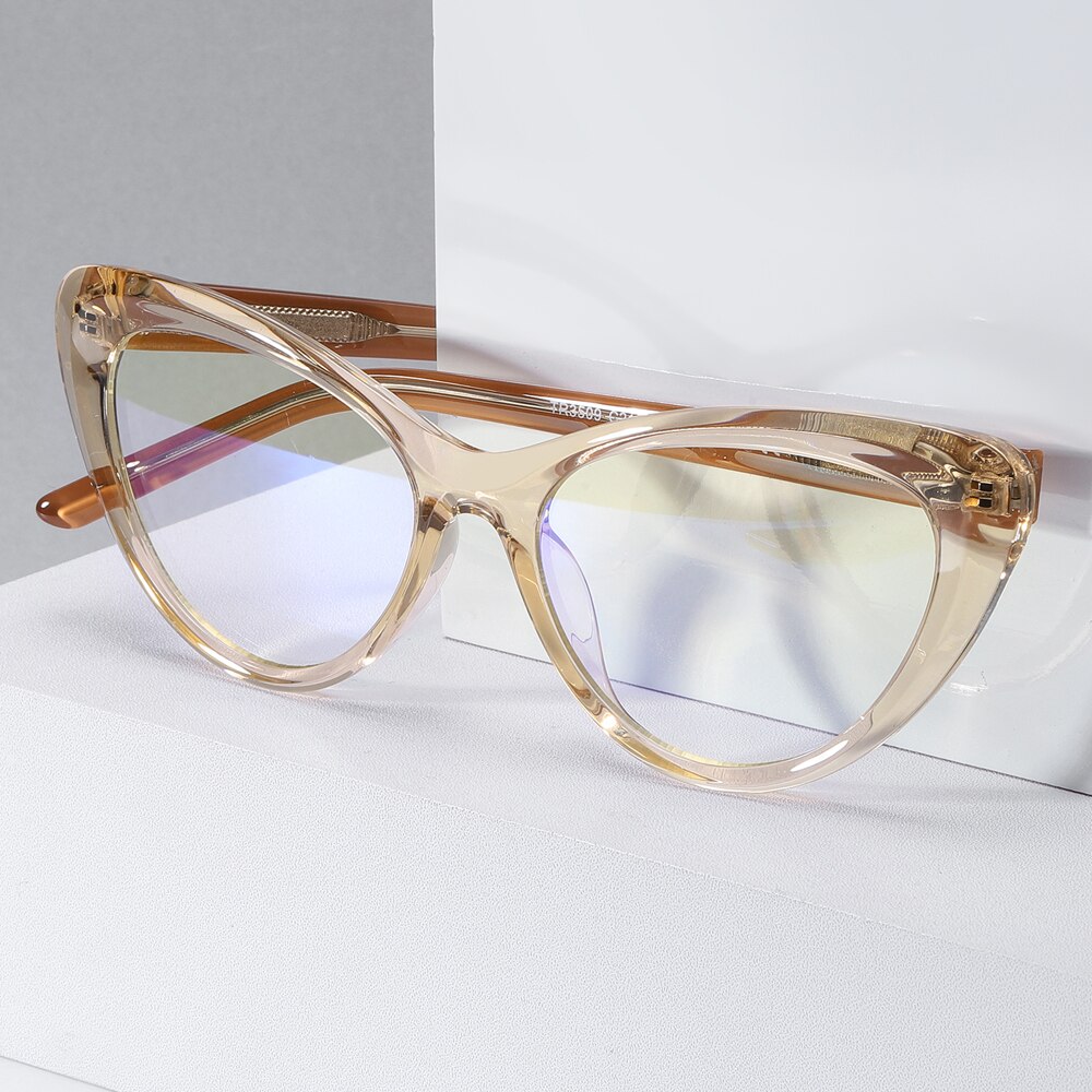 Peekaboo-gafas transparentes de ojo de gato para mujer, accesorios para mujer, gafas de bloqueo de luz azul, decoración en negro y marrón