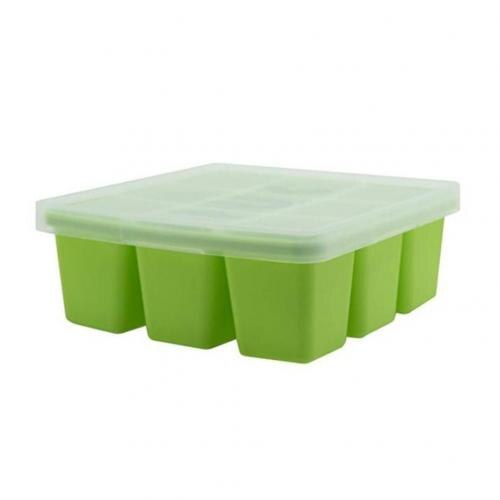 9 Grids Siliconen Ijsblokjes Mold Lade Warmte Koude Slip Bakken Tool Met Cap: green