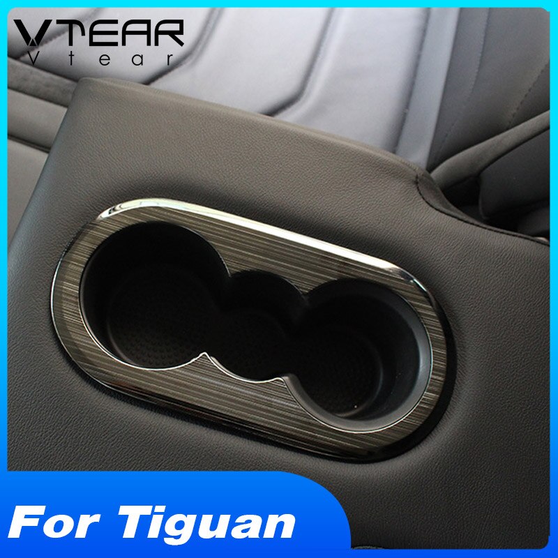 Vtear para Volkswagen VW Tiguan MK2 Interior molduras asiento trasero reposabrazos Panel para posavasos Trim accesorios de la cubierta