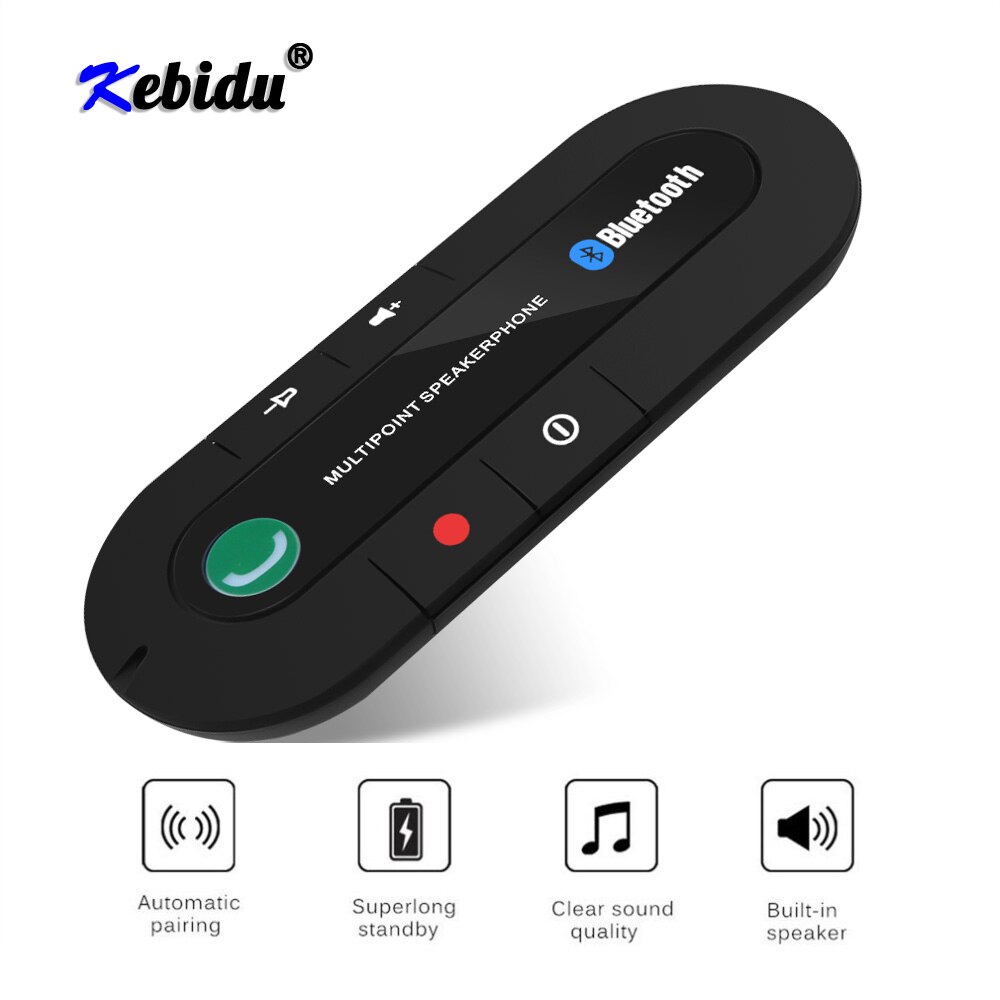 Kebidu Bluetooth Car Kit MP3 Muziekspeler Multipoint Luidspreker 4.1 EDR Draadloze Handsfree voor Oortelefoon voor IPhone Android