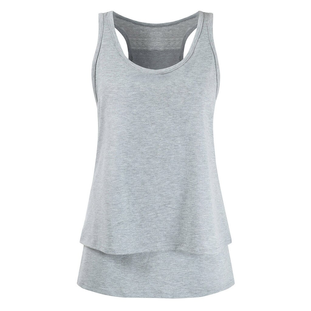 Summer Nursing Tank Tops Women's Black Vest Maternity O-Neck Tops Wrap Double Layer Sleeveless Blouse T Shirt Pregnant Tops
