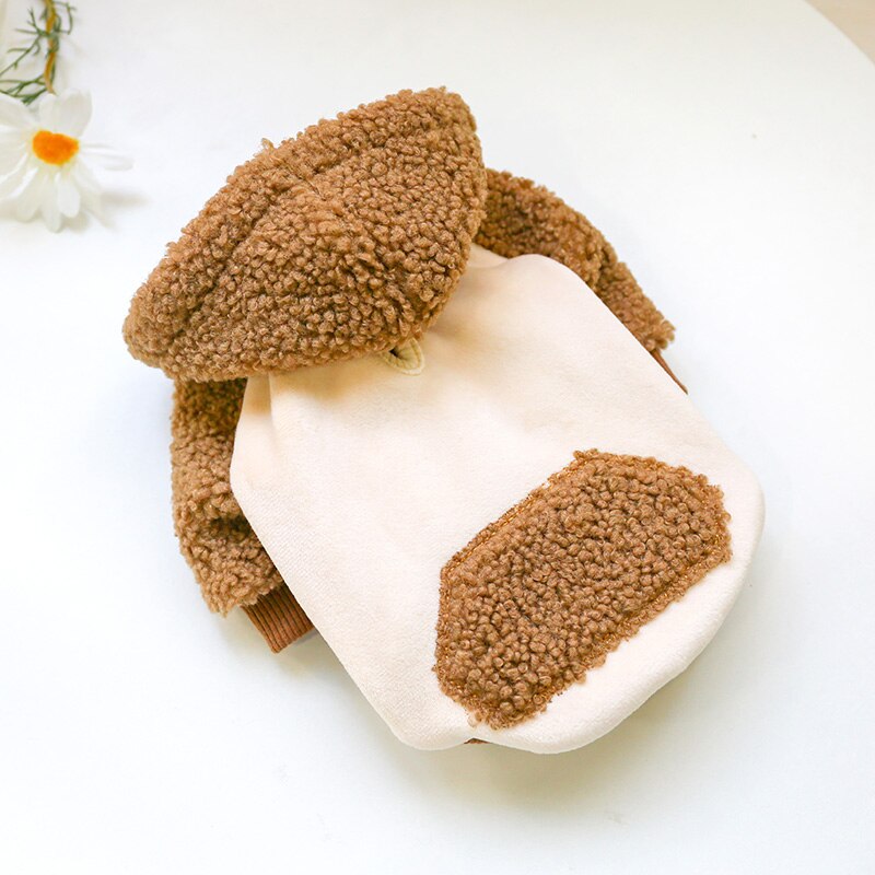 PETCIRCLE-ropa de estilo coreano para perro, suéter con gorro de café, adecuado para perros pequeños y gatos, traje bonito para mascotas, abrigo de tela para perros, Otoño e Invierno