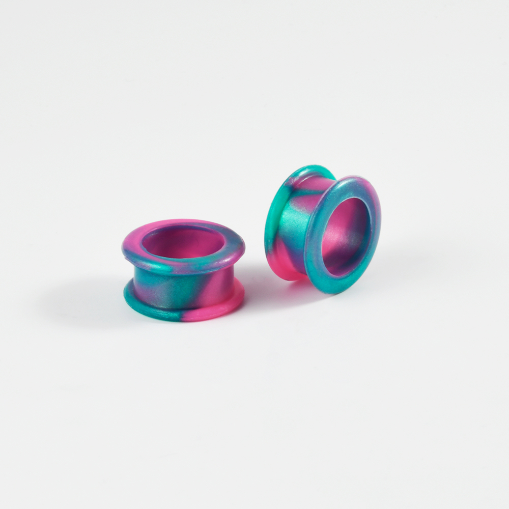 1 paar Ongelijke Gekleurde Marmer Kleur Dikke Siliconen Oor Tunnel Oorbellen Expander Double Flared Meters Plug Piercing 8mm-38mm: Oranje / Licht Geel Goud Kleur