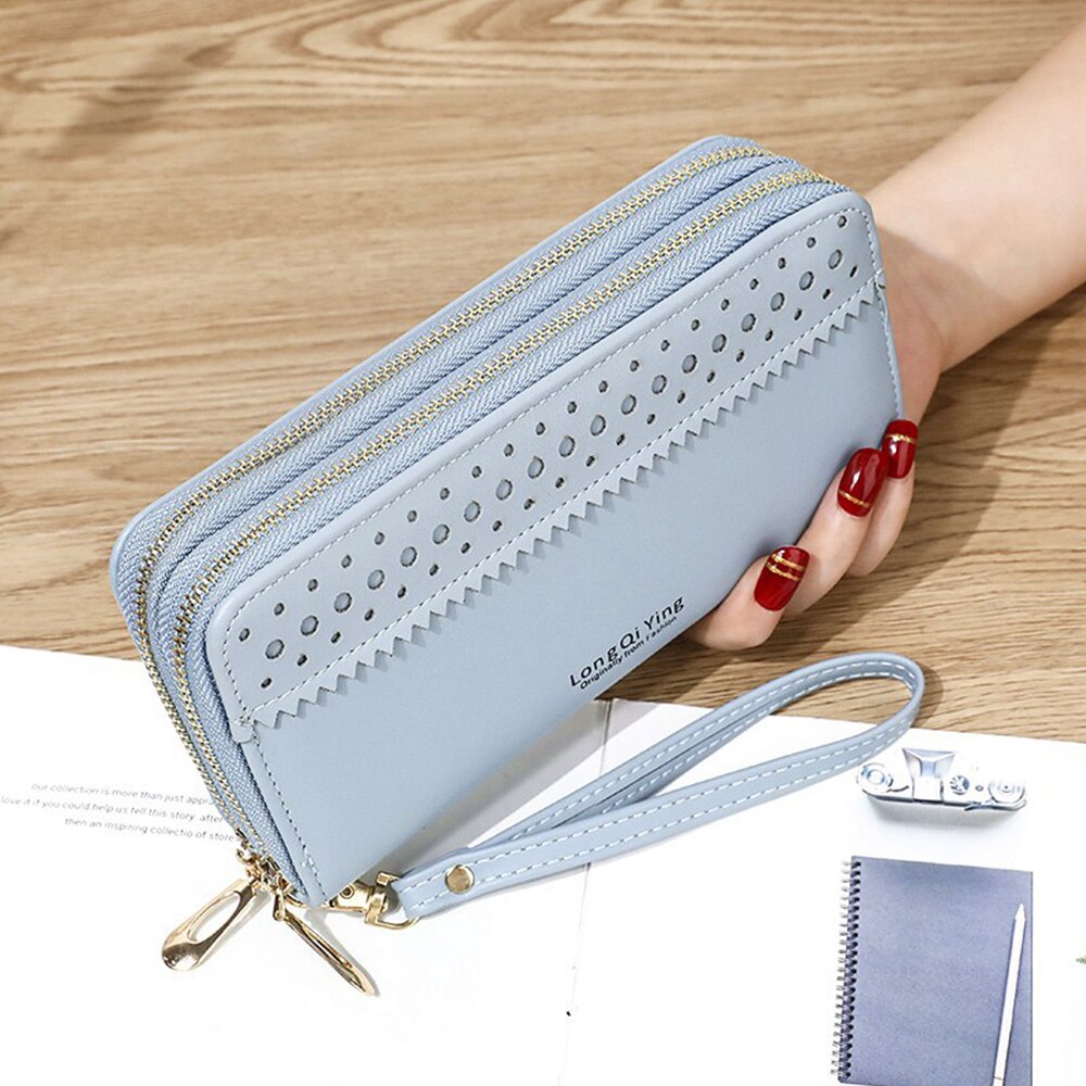 Vrouwen Lange Portefeuilles Grote Capaciteit Dubbele Rits Clutch Portemonnee Dames Double-Layer Clutch Bag Mode Portemonnee portemonnee: 3