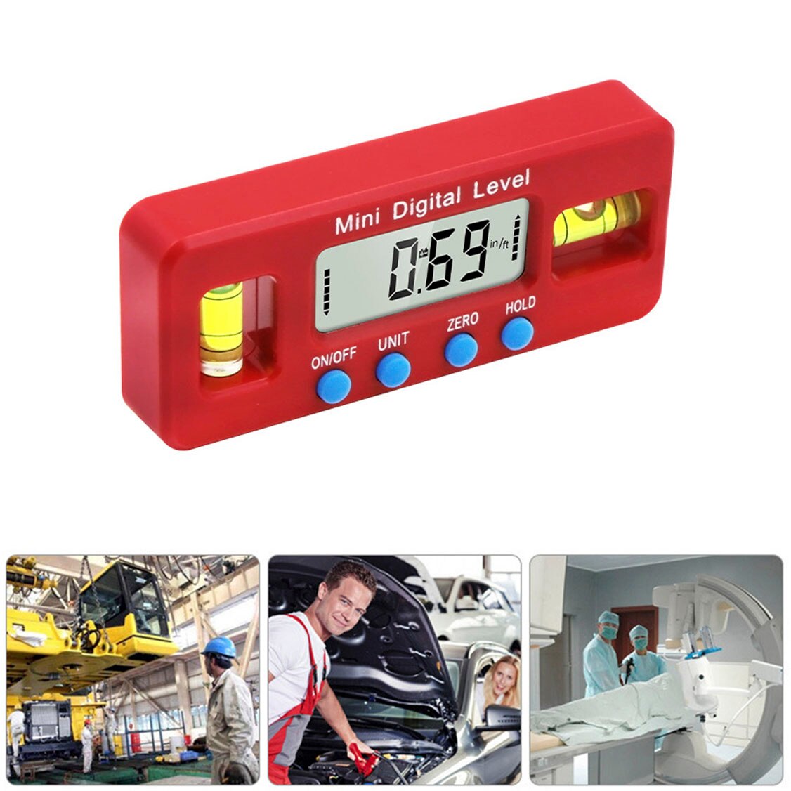 1pcs Mini Digital Protractor Inclinometer Magnetic Angle Finder Level Gauge ABS red LCD Display Digital Level Box Measuring tool