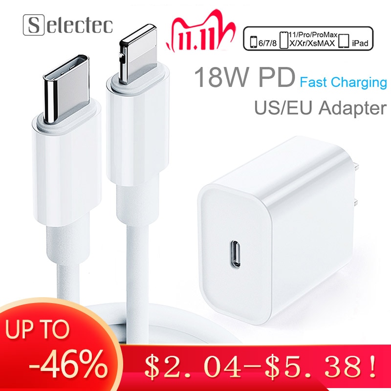 PD 18W 9V/2A USB C Cavo di Ricarica Veloce per il iPhone 12 11 11pro Max Xr Xs 8 più di ipad aria Macbook Adattatore del Caricatore Cavo di Fulmine