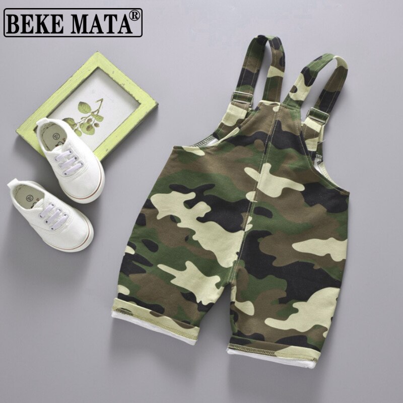 Baby Boy Overalls Summer Denim Button Fly Army Print Toddler Girl Overall Shorts Little Child Jumpsuit Children Pants