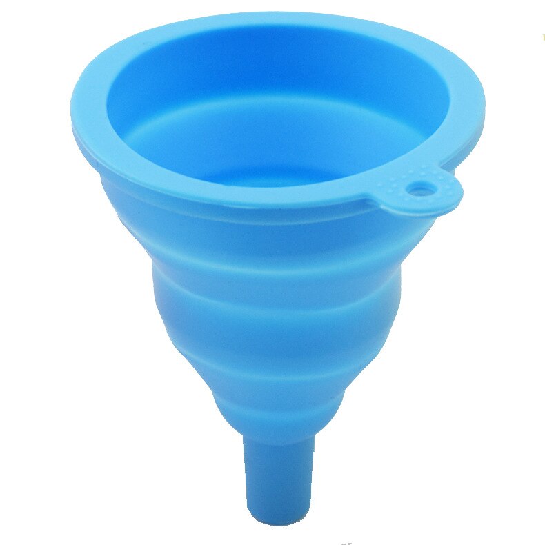 Kitchen Useful Folding Funnel Style Funnel Protable Mini Silicone Gel Folding Kitchen Cooking Tools Accessories: blue