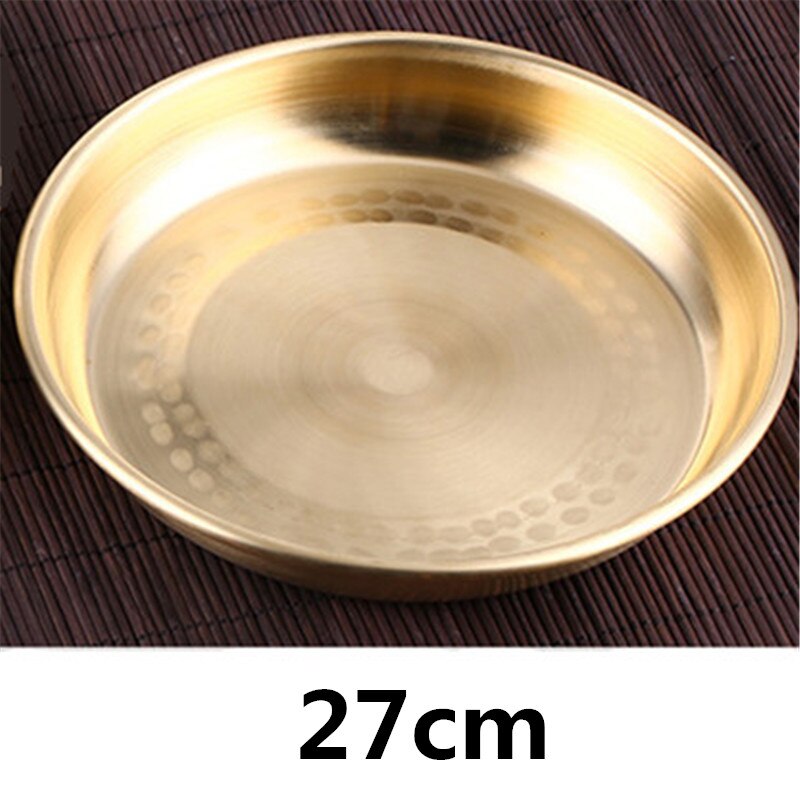 Plate thickened copper plate dinner plate fruit plate wedding plate tray steamed fish chicken plate household and commercial: 27cm