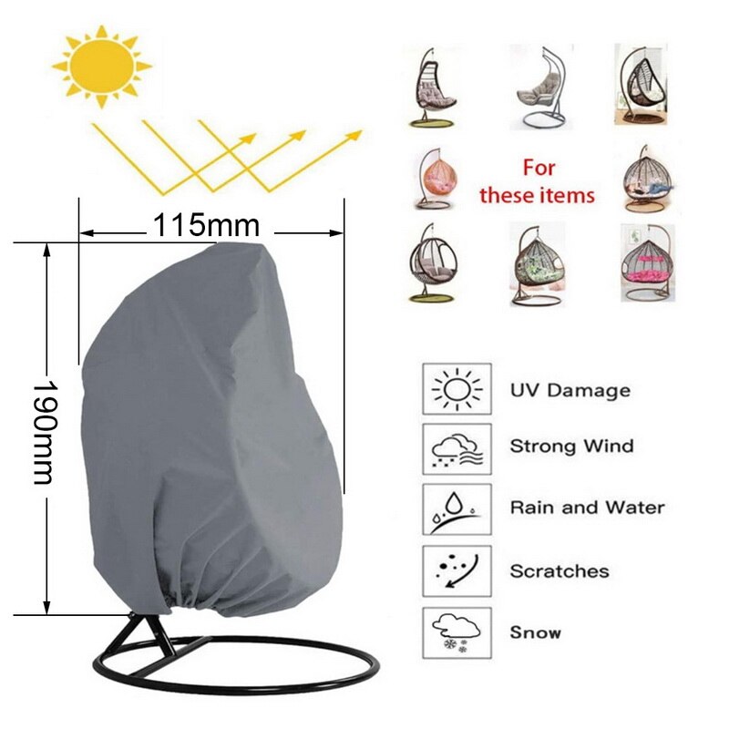 Outdoor Swing Eggshell Chair Dust Cover Garden Weave Hanging Egg Chair Seat Cover Anti-UV Waterproof Home Hanging Organizer