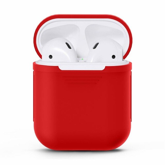 TPU Silicone Bluetooth Wireless Earphone Case for AirPods Full Protective Cover Skin Accessories for Apple Air Pods Charging Bag: Red