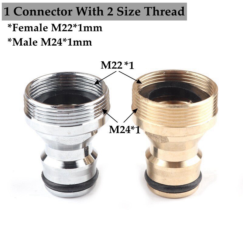 2 stk  m22 m24 tråder kjøkkenkran hurtigkobling baderomskraner adapter hage vannkoblinger servant messing skjøter