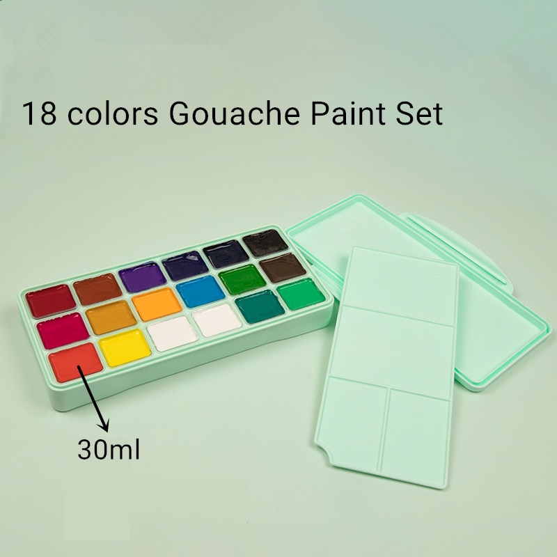 Gouache maling sæt 18 24 farver gelé pigment bærbar kapacitet 30ml high art forsyninger til begyndere