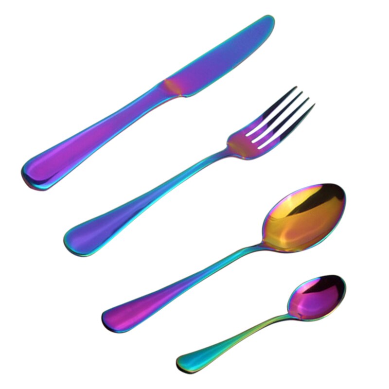 1pc/ 4pcs Dinner Wedding Travel Cutlery Spoon Stainless Steel Fork Scoops Silverware Set NIN668: Plum