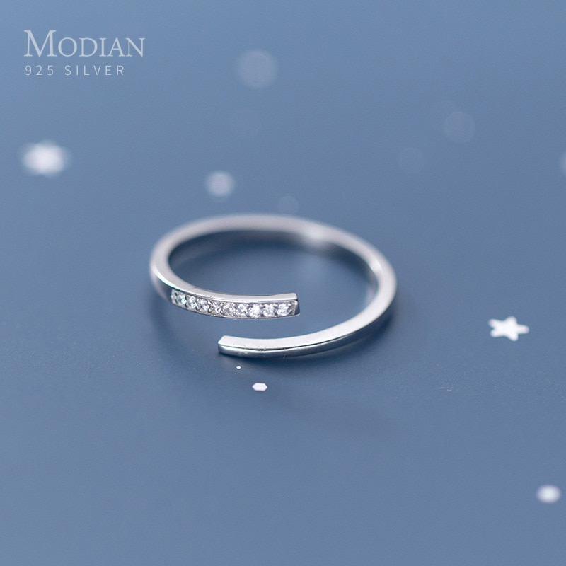 Modian authentique 925 argent Sterling lumineux Zircon anneau pour les femmes taille libre anneau Simple mariage Fine bijoux accessoires