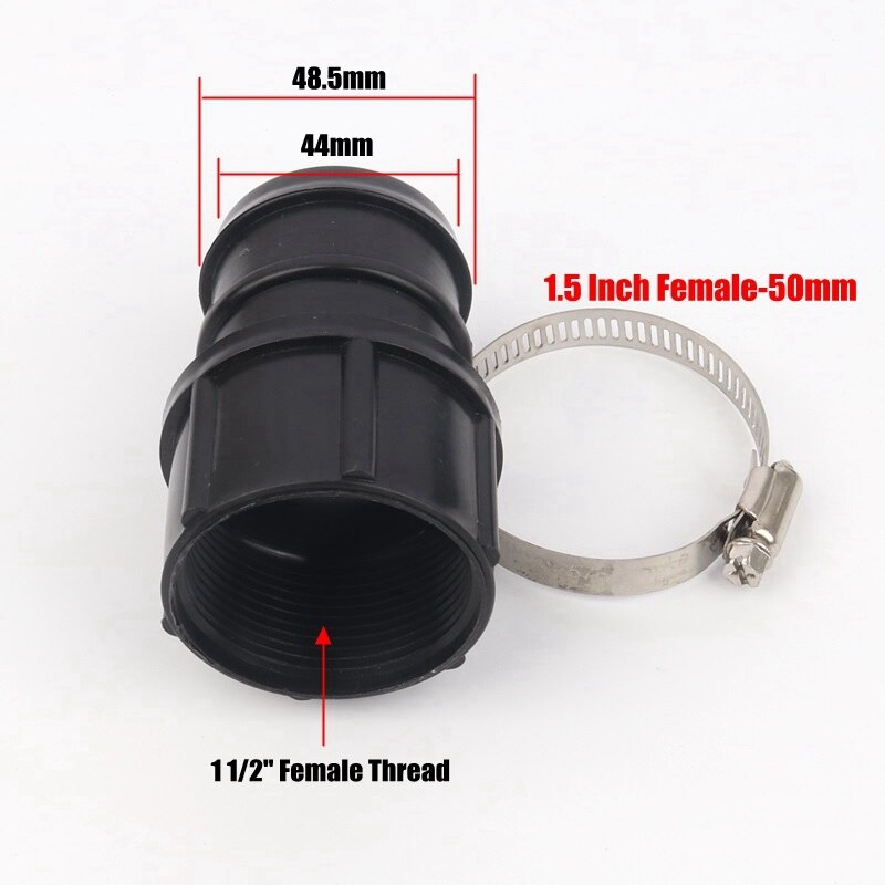5 stk/parti 3/4 " -3 tommer  til 25-90mm pagodekobling landbruksvanning hovedrørskjøter sparende dryppslanger koblinger rørbøyle: 1.5 tommer hunn -50mm