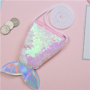 Women Child Mermaid Coin Purse Sequins Wallet Earphone Package Bags 6 Colours: c