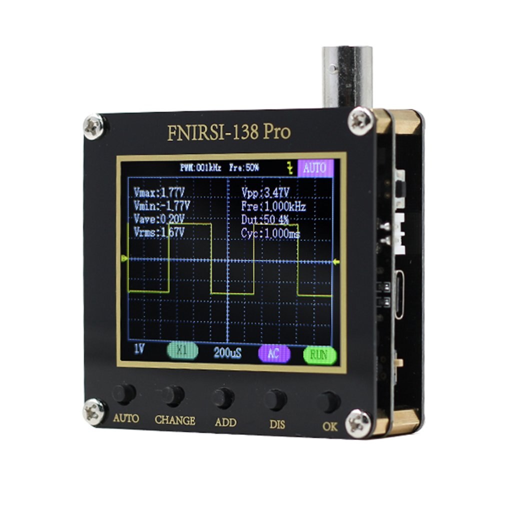 138pro Oscilloscope 2.4 Inch Digital Oscilloscope One Button Auto Adjust PWM Square Waves Output Singles Normal Trigger