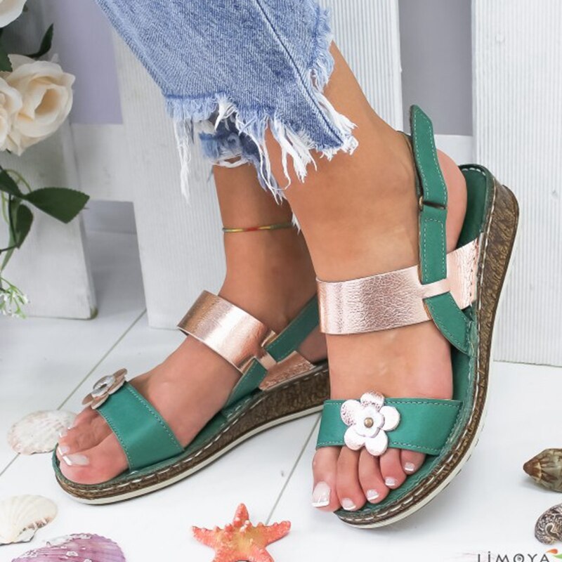 Vrouwen Sandalen Zomer Dames Schoenen Meisjes Bloemen Sandalen Vrouwelijke Zachte Strand Wig Schoenen sandalias mujer buty damskie: 7.5