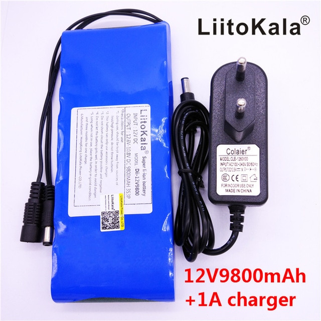 HK LiitoKala 12 V 9800 mAh 18650 DC 12 V 12.6 V Super Oplaadbare Pack EU/US plug adapter voor CCTV camera video Batterij Draagbare