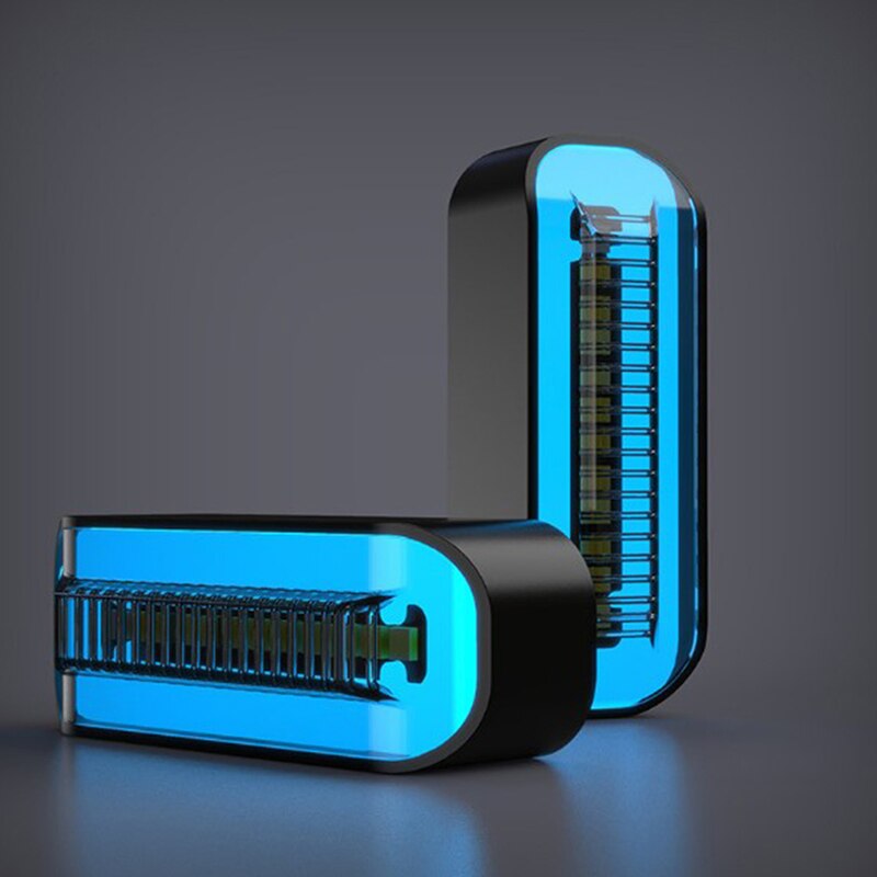 2Pcs Led Motorfiets Richtingaanwijzer Stop Signalen Stromend Water Staart Lamp: Blue