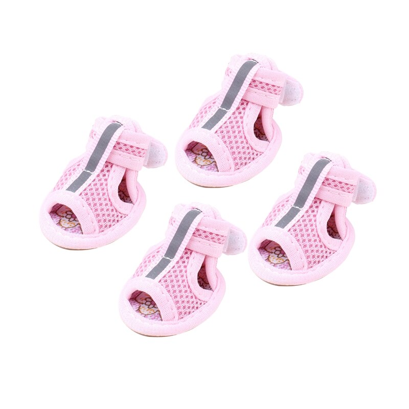 4 pz/set antiscivolo scarpe estive per cani sandali traspiranti Sneakers per cani di piccola taglia calzini per cani da compagnia cucciolo carino scarpe da gatto Sapato Cachorro: Pink dog shoes / 6.5x5.5cm