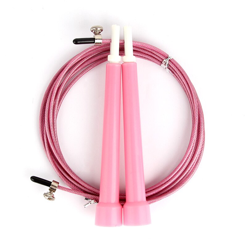 Crossfit Jumping Ropes Cable Steel Workout Training Ropes ABS Handle Adjustable Boxing Sports Exercises for Home: Pink