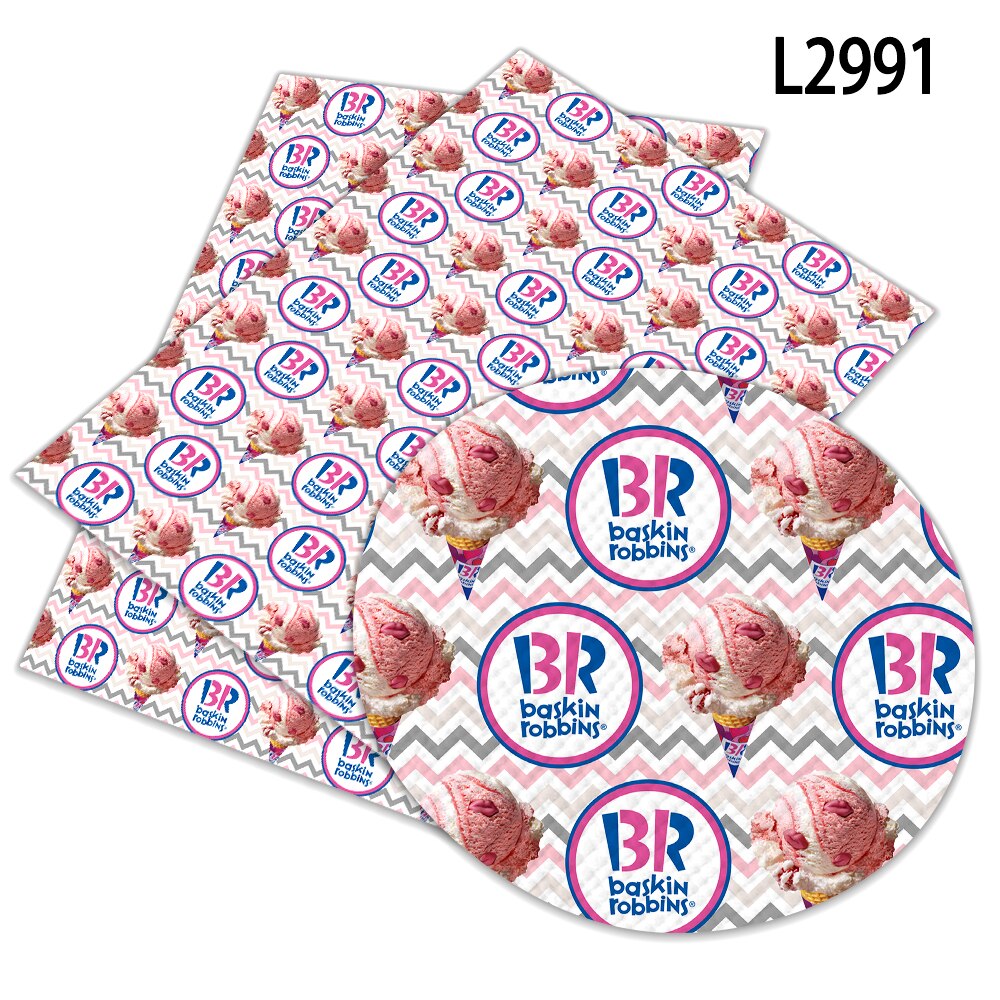 DIY 30 cm x 22 cm Baskin Robbins Ice-cream Pattern Solid Color Suede Synthetic Leather DIY Sewing Material