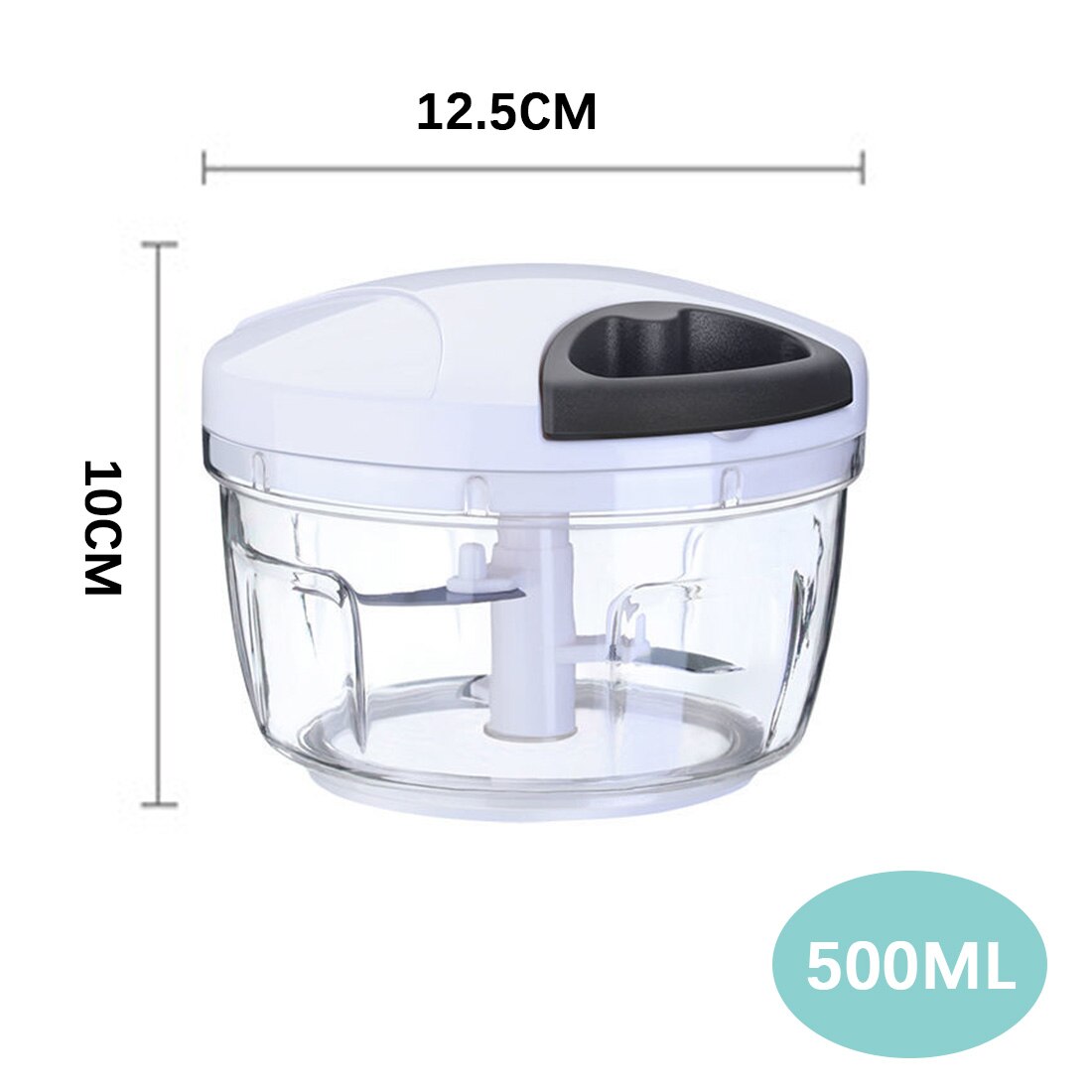 Multifunctionele handmatige knoflookpers groente-fruitrasp vleesmolen snijder dunschiller snijder: 500ml witte