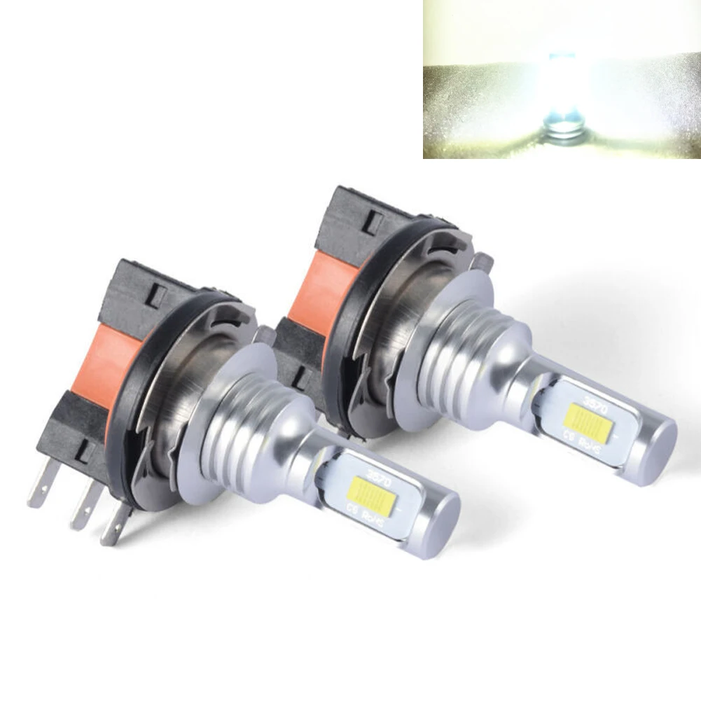 1 par  h15 led-pære til forlygter, fjernlys, tågelygte, 12v 6000k led-pære 3570 hvid/blå/gul billampe, kørelys: H9b
