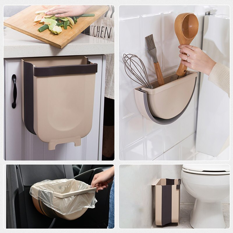 Ruimtebesparende keuken hangende prullenbak opvouwbare kast vuilnisbak vuilnisbak auto opbergdoos afvalbak voor badkamer toilet