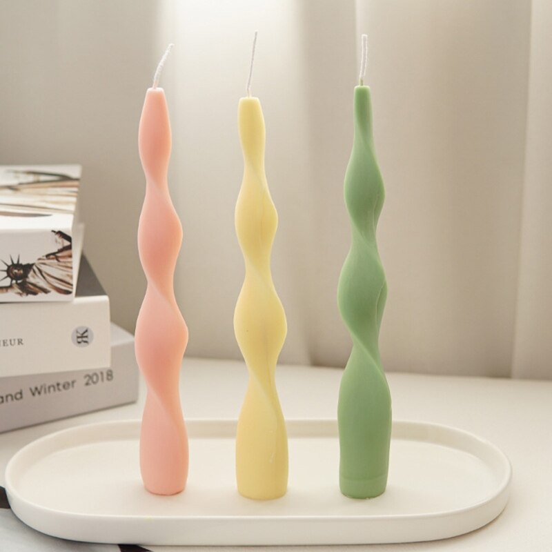 Geometric Rotating Spiral Candle Mold Irregular Shape Crystal Epoxy Production Mould Long Twisted Candle Making Tools