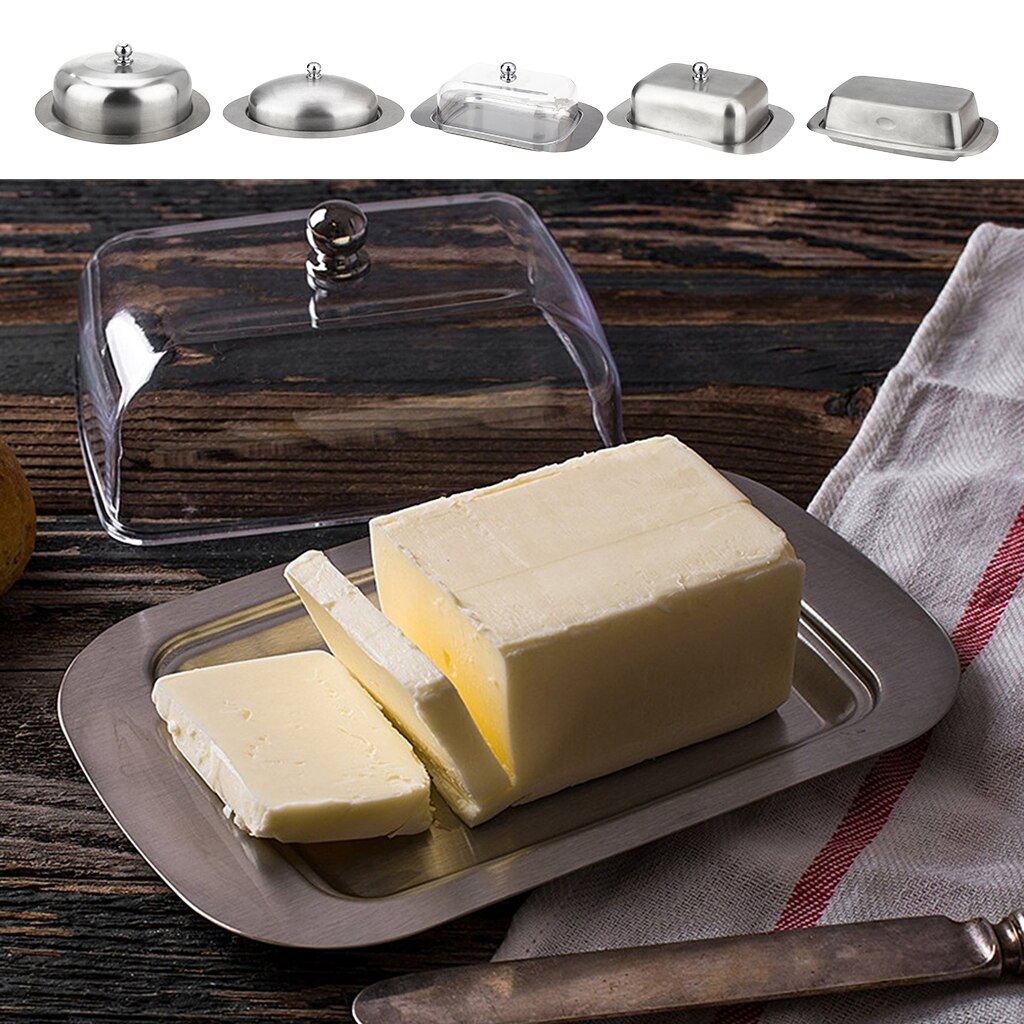 Stainless Steel Butter Cake Dish Bread Serving Tray Steak Chips Food Storage