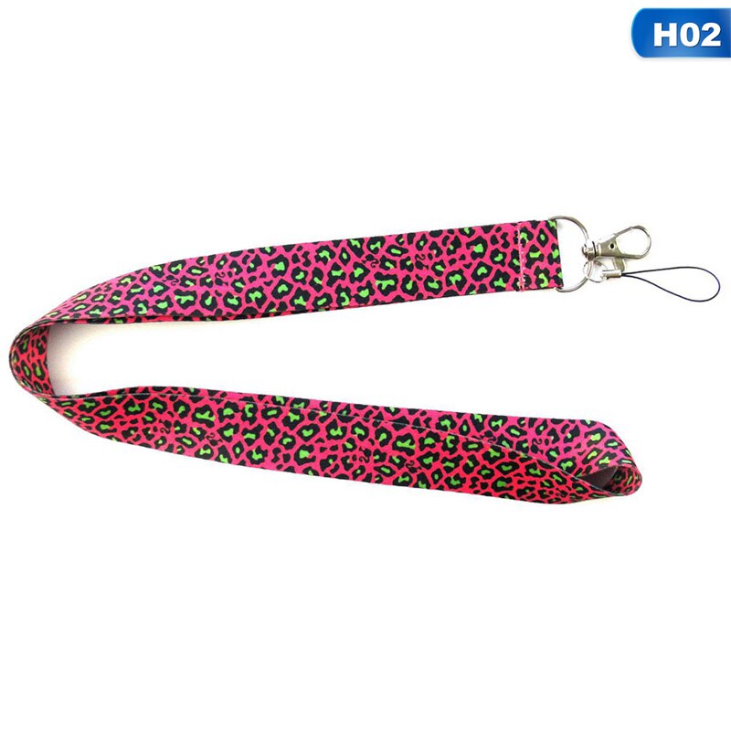 Moderno llavero con cordón de teléfono móvil tarjeta de identificación con estampado de leopardo, correas de cuello de Teléfono Animal con llavero: H02