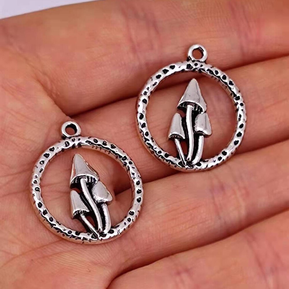 Hzew 5 st svamp skog hänge berlock måne svamp smycken fantasy alver fairy charms skog för kvinnor: 1