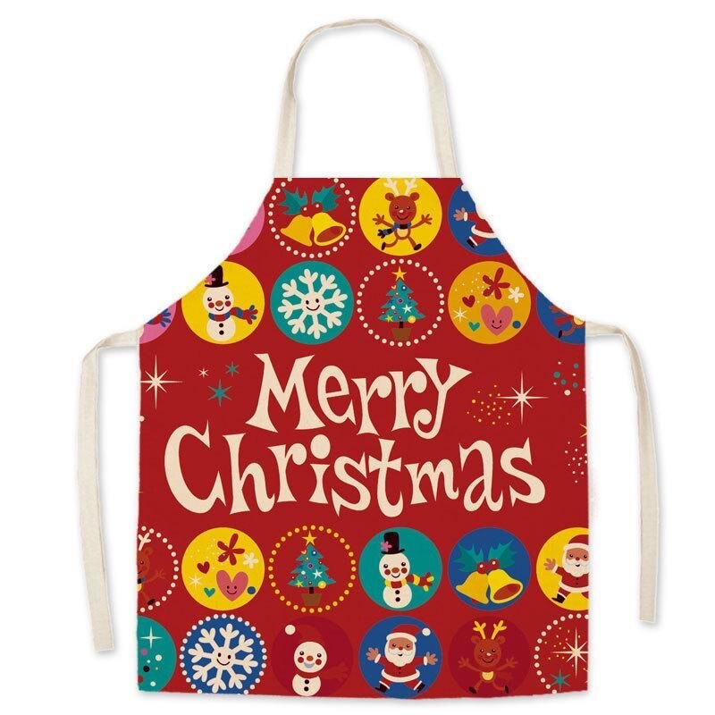 Christmas Anti-greasy Kitchen Aprons for Cooking Adult Bibs Sleeveless Cotton Linen Aprons: A7 / S 45x56cm