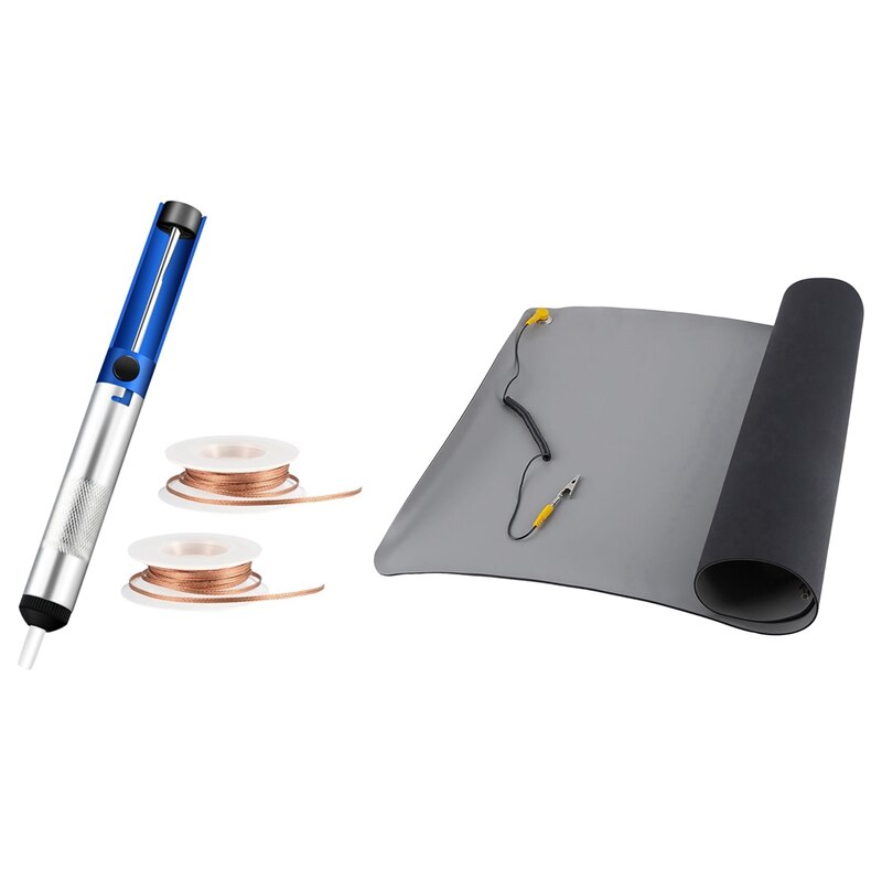 1 set desoldeerlont, ,2 soldeervlechten, soldeerverwijderingsgereedschap en 1 set antistatische mat, siliconen esd-aardingsmatten