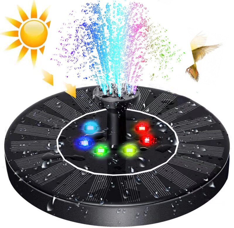 Mini Solar Water Fountain Pool Pond Waterfall Fountain Garden Decoration Outdoor Bird Bath Solar Powered Fountain Floating Water