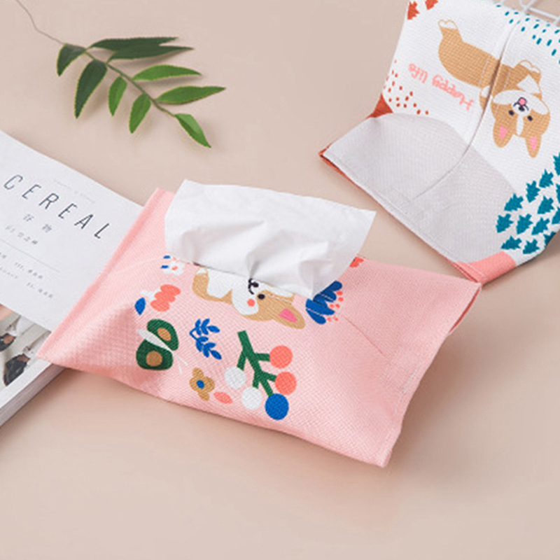1 Pc Stof Cartoon Tissue Box Cover Zakdoek Servet Houder Cover Dier Katoen En Linnen Tissue Papier Opbergtas