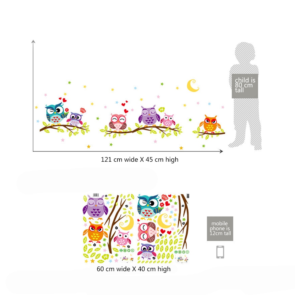 Wallpaper Sticker Happy Removable Waterproof Cartoon Animal Owl Wall Sticker Kids Home Decor Wallpapers For Living Room