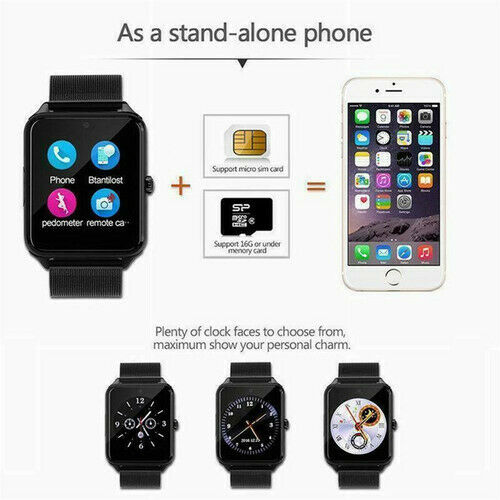 Smart Watch Bluetooth GSM SIM Z60 For Samsung iphone Android Stainless Steel Digital Wristwatches
