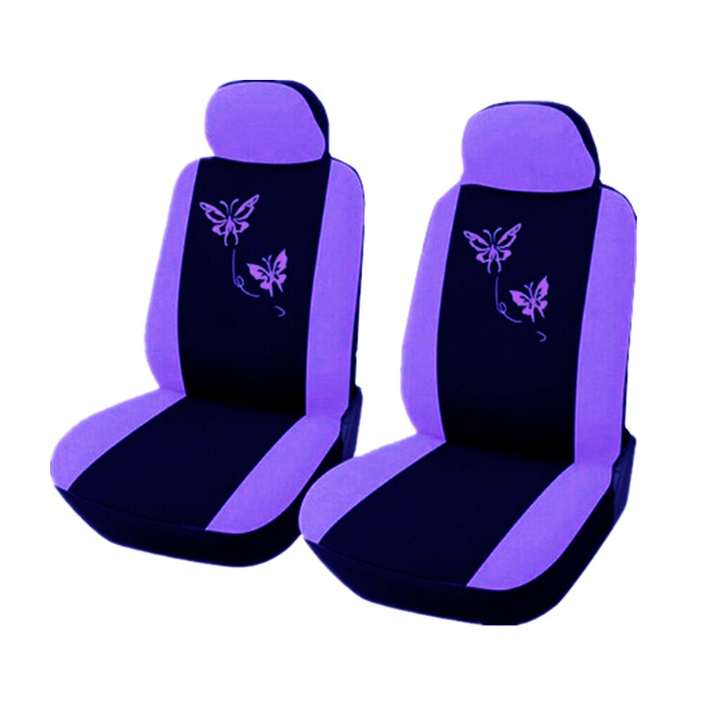 Handmade butterfly embroidery Car Seat Cover 100% Breathable Washable fit most automobile such for Kia for Ford for Hyundai: 2seats-E-purple