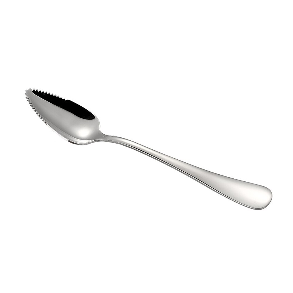 Spegel polering efterrätt skedar slät rostfritt stål grapefrukt sked räfflad kant skuren frukt kök gadget matlagning verktyg: 02