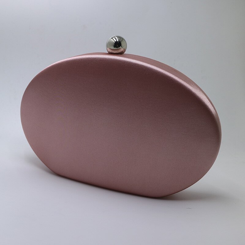 Royal Nightingales oval heart shape satin clutch bag and hard box case evening bags for womens party prom bolsas: pink as photo