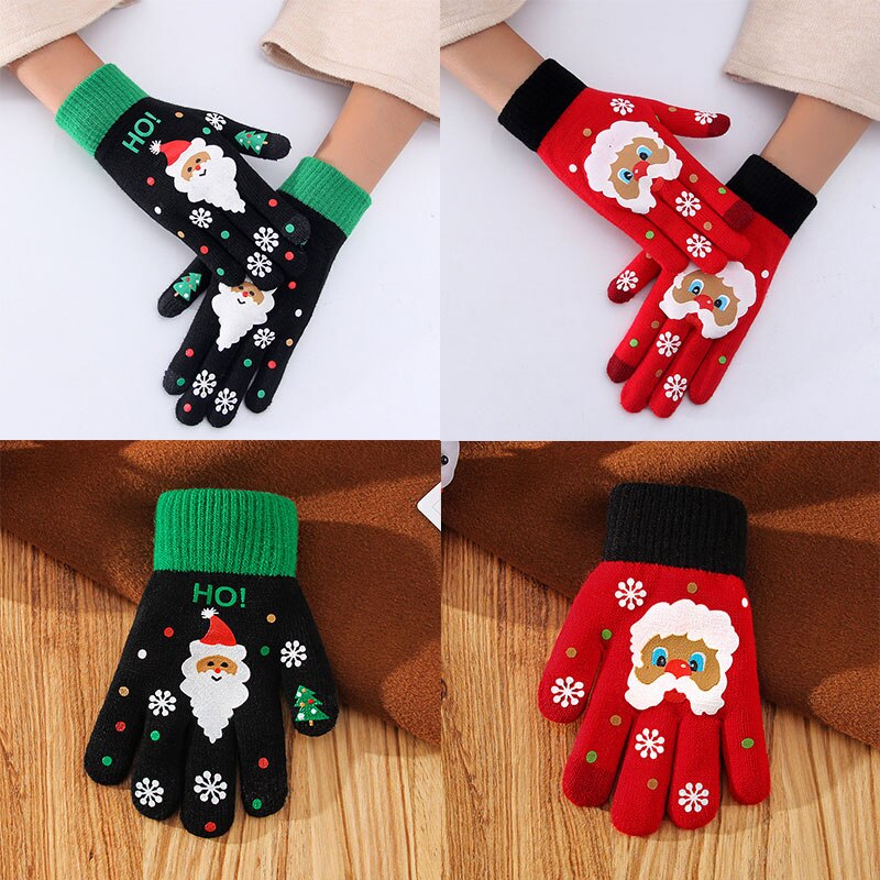 Guantes Con Estampado De Papá Noel Para Hombre Y M Grandado