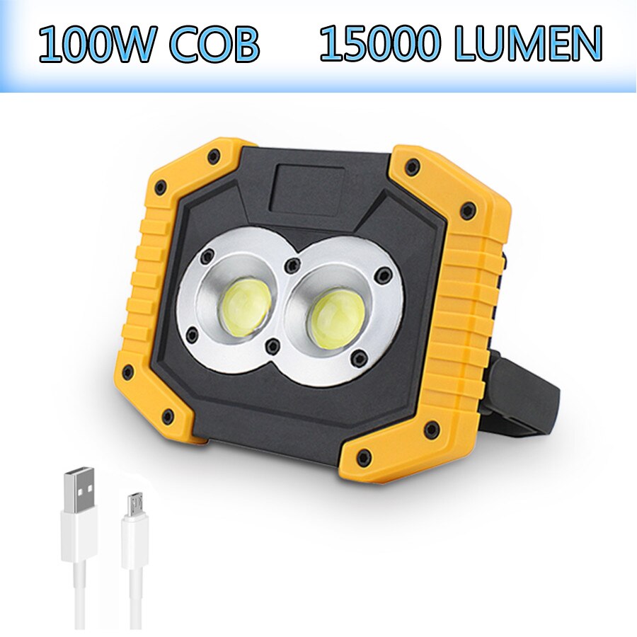 Portable LED work light Rechargeable COB work lamp waterproof LED flood light with bracket suitable for outdoor Car Repair: Package C