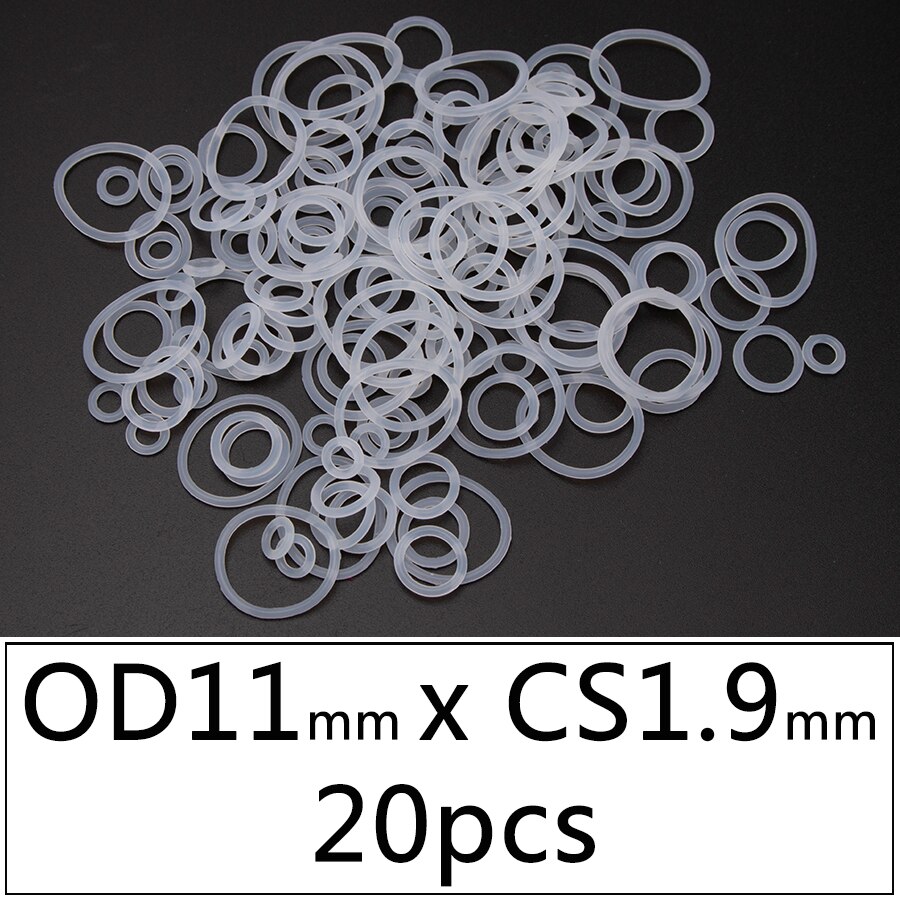 20Pcs Vmq Siliconen Rubber Afdichting O-Ring Vervanging Wit Afdichting O Ringen Pakking Washer Od 6Mm-30Mm Cs 1.9Mm Diy Accessoires S119: OD11mmxCS1.9mm 20pcs