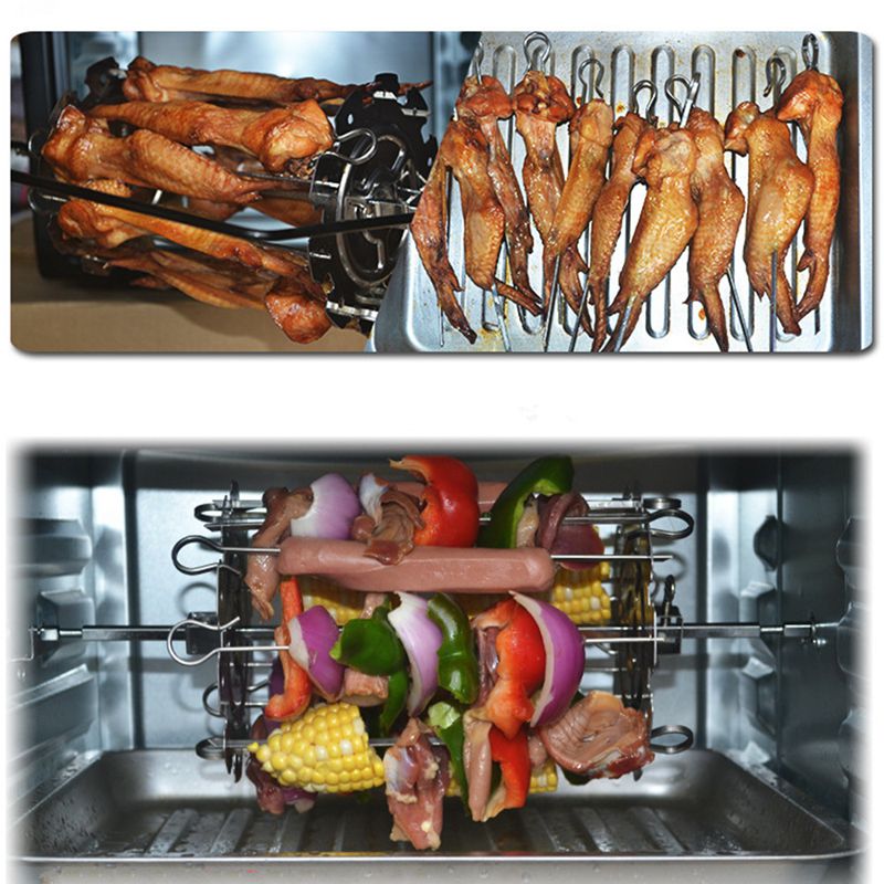 -Stainless Steel Grilled Cage BBQ Roaster Barbecue Kebab Maker Meat Skewer Machine BBQ Grill Kitchen Air Fryer Accessories