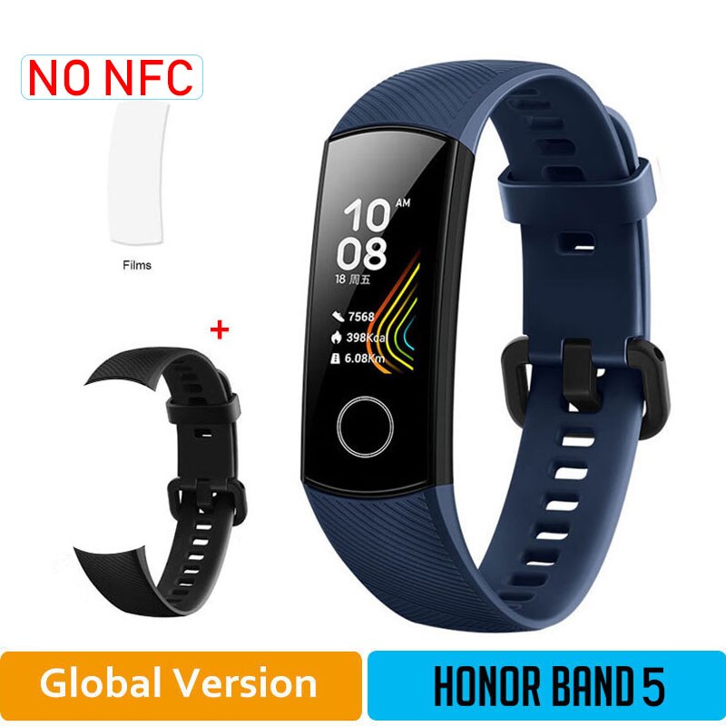 Onore Fascia 5 Nfc Wristband Intelligente di Ossigeno Nel Sangue Multipla Quadranti Attività di Frequenza Cardiaca Fitness Sonno Tracker Passometer Versione Globale